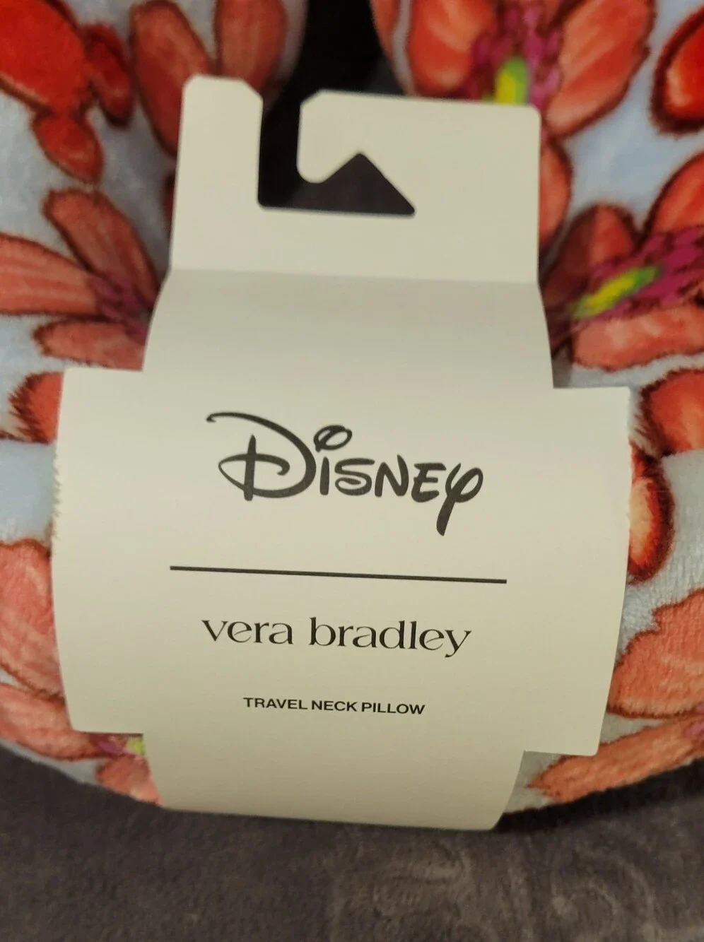 Disney Vera Bradley Plush Floral Travel Neck Pillow in Orange and Light Blue